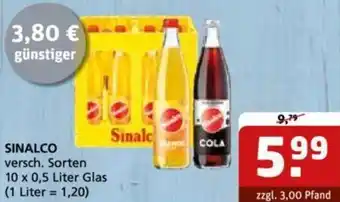 Getränke Quelle SINALCO 10 x 0,5 Liter Glas Angebot