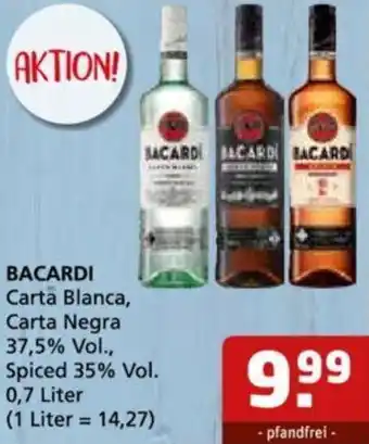 Getränke Quelle BACARDI Carta Blanca, Carta Negra 0,7 Liter Angebot