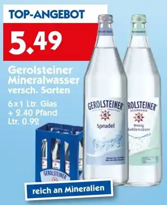 Hol'ab Getränkemarkt Gerolsteiner Mineralwasser 6x1 Ltr. Glas Angebot