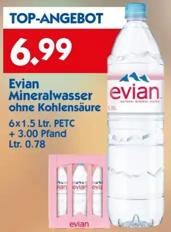 Hol'ab Getränkemarkt Evian Mineralwasser ohne Kohlensäure 6x1.5 Ltr. Angebot