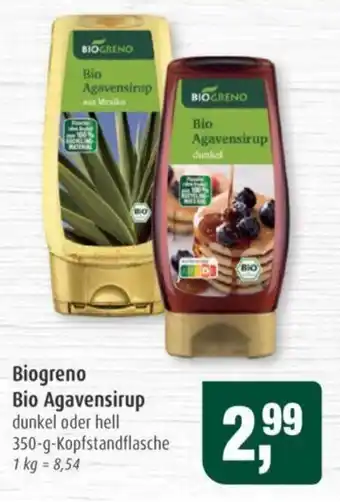 Markant Biogreno Bio Agavensirup dunkel oder hell 350-g-Kopfstandflasche Angebot