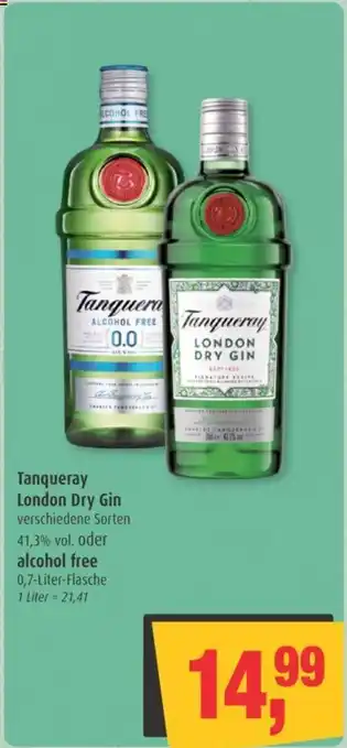 Markant Tanqueray London Dry Gin verschiedene Sorten 41,3% vol. oder alcohol free 0,7-Liter-Flasche Angebot