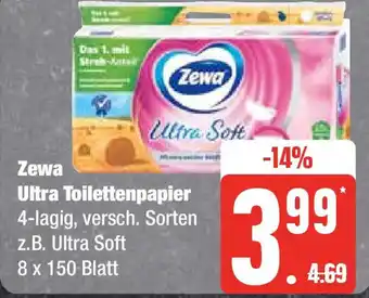 Edeka Zewa Ultra Toilettenpapier 4-lagig, 8 x 150 Blatt Angebot