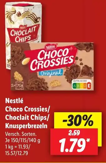 Lidl Nestlé Choco Crossies/ Knusperbrezeln 150/115/140 g Angebot