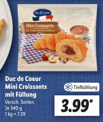 Lidl Duc De Coeur Mini Croissants mit Füllung 540 g Angebot