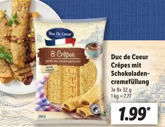 Lidl Duc de Coeur Crêpes mit Schokoladen-cremefüllung 8x 32 g Angebot