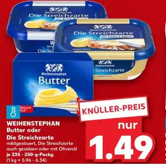 Kaufland WEIHENSTEPHAN Butter oder Die Streichzart 235-250-g-Packg. Angebot