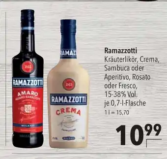 CITTI Markt Ramazzotti Kräuterlikör, Crema, Sambuca oder Aperitivo, Rosato oder Fresco, 15-38% Vol. je 0,7-L Angebot