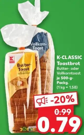 Kaufland K-CLASSIC Toastbrot 500 g Packg. Angebot