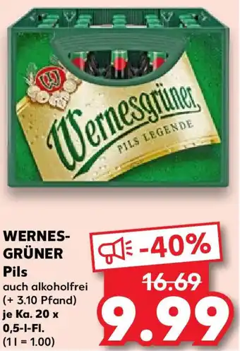 Kaufland WERNESGRÜNER Pils Ka. 20x0,5 L-Fl. Angebot