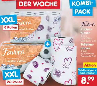 Netto Marken-Discount Favora Küchentücher oder Toilettenpapier 8 Rollen/20 Rollen Angebot