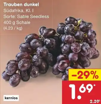 Netto Marken-Discount Trauben dunkel 400 g Schale Angebot