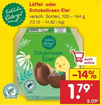 Netto Marken-Discount Fröhliche Osterzeit Löffel oder Schokolinsen-Eier 120-144 g Angebot