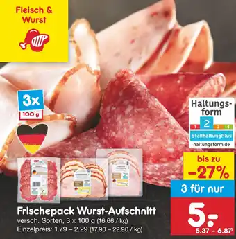 Netto Marken-Discount Frischepack Wurst-Aufschnitt 3x100 g Angebot