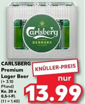 Kaufland CARLSBERG Premium Lager Beer Ka. 20 x 0,5-I-FI. Angebot