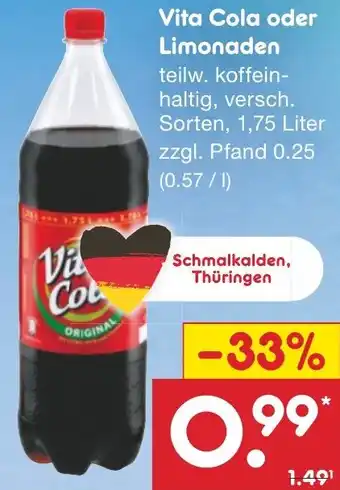 Netto Marken-Discount Vita Cola oder Limonaden 1,75 Liter Angebot