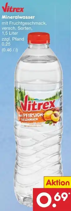 Netto Marken-Discount Vitrex Mineralwasser 1,5 Liter Angebot