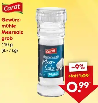 Netto Marken-Discount Carat Gewürzmühle Meersalz grob 110 g Angebot