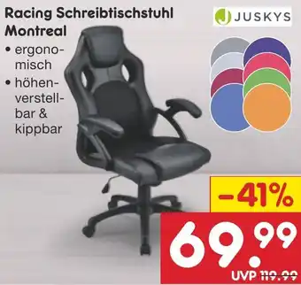 Netto Marken-Discount JUSKYS Racing Schreibtischstuhl Montreal Angebot