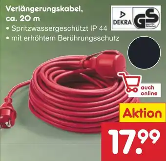 Netto Marken-Discount Verlängerungskabel, ca. 20 m Angebot