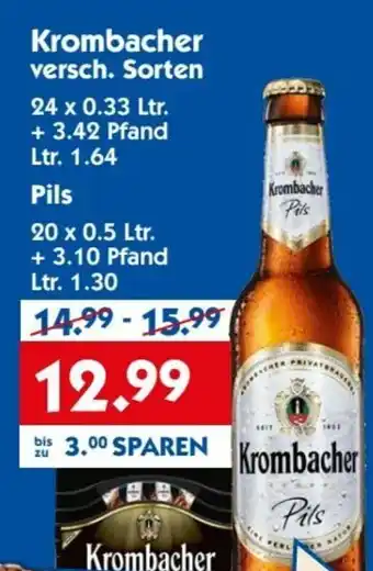 Hol'ab Getränkemarkt Krombacher 24x0,33L oder Pils 20x0,5L Angebot