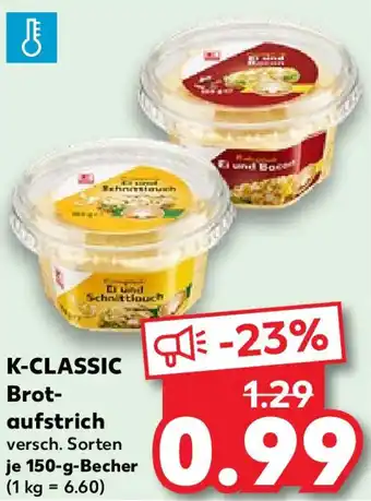 Kaufland K-CLASSIC Brotaufstrich 150 g Becher Angebot