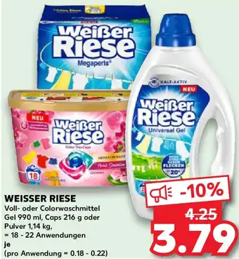 Kaufland WEISSER RIESE Voll oder Colorwaschmittel 18 - 22 Anwendungen Angebot