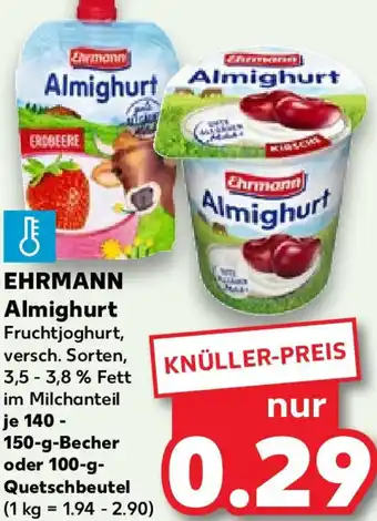 Kaufland EHRMANN Almighurt 140 - 150 g Becher oder 100 g Quetschbeutel Angebot