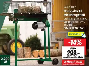 Lidl PARKSIDE Holzspalter 6T mit Untergestell Angebot