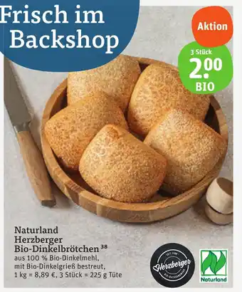 tegut Naturland Herzberger Bio-Dinkelbrötchen aus 100 % Bio-Dinkelmehl, mit Bio-Dinkelgrieß bestreut, 3 Stück Angebot