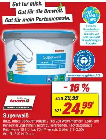 toom Baumarkt toom Superweiß 10L Angebot