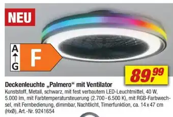 toom Baumarkt Deckenleuchte ,,Palmero" mit Ventilator Angebot