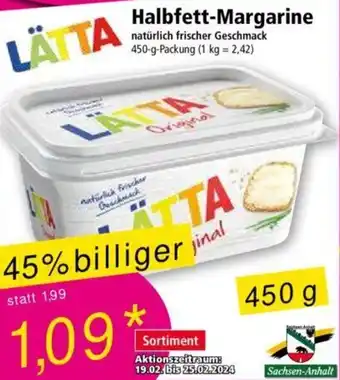 Norma LÄTTA Halbfett-Margarine 450 g Packung Angebot