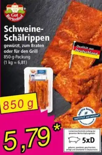 Norma Gut Bartenhof Schweine-Schälrippen 850 g Packung Angebot