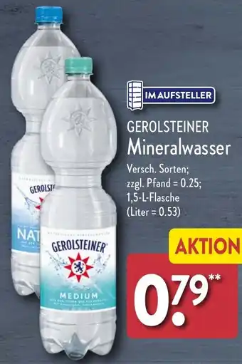 Aldi Nord GEROLSTEINER Mineralwasser 1,5 L Flasche Angebot