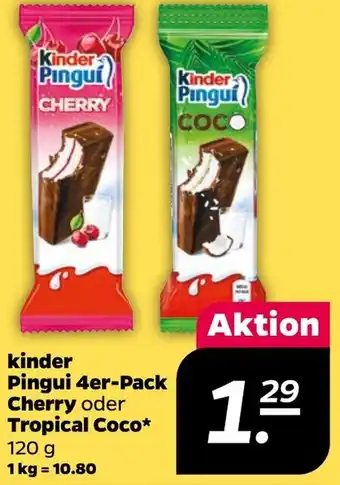 NETTO kinder Pingui 4er-Pack Cherry oder Tropical Coco 120 g Angebot