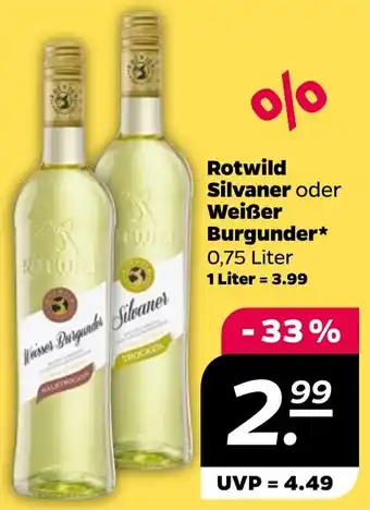 NETTO Rotwild Silvaner oder Weißer Burgunder 0,75 Liter Angebot