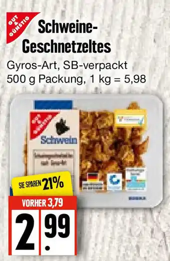 Edeka Frischemarkt Gut & Günstig Schweine Geschnetzeltes 500g Angebot