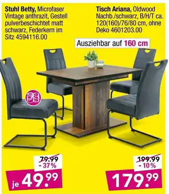 Möbel Boss Stuhl Betty oder Tisch Ariana Angebot