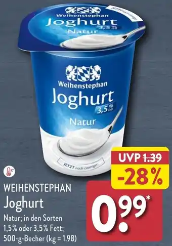 Aldi Nord WEIHENSTEPHAN Joghurt 500 g Becher Angebot