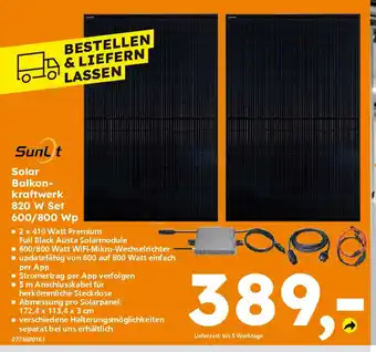 Globus Baumarkt Sunlit Solar Balkonkraftwerk 820 W Set 600/800 Wp Angebot