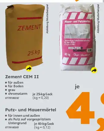 Globus Baumarkt Putz- und Mauermörtel 40 kg Angebot