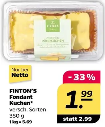 NETTO FINTON'S Fondant Kuchen 350 g Angebot