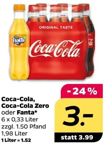 NETTO Coca-Cola, Coca-Cola Zero oder Fanta 6 x 0,33 Liter Angebot