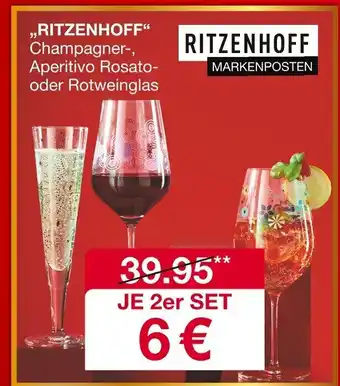 Woolworth RITZENHOFF Champagner-, Aperitivo Rosato- oder Rotweinglas JE 2er SET Angebot