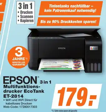 K+B Expert EPSON 3 in 1 Multifunktionsdrucker EcoTank ET-2814 Angebot