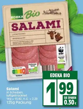 Edeka Edeka Bio Salami 125 g Packung Angebot