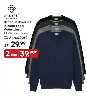 Galeria GALERIA essentials Herren-Pullover mit Rundhals oder V-Ausschnitt Angebot