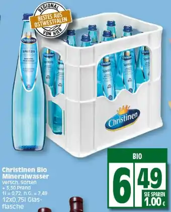 Elli Markt Christinen Bio Mineralwasser 12x0,75 L Angebot