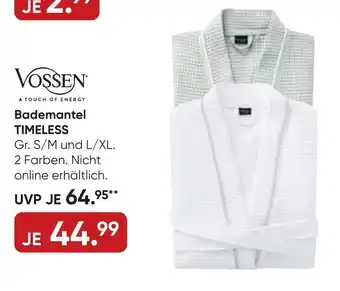 Galeria Vossen Bademantel TIMELESS Gr. S/M und L/XL. 2 Farben Angebot